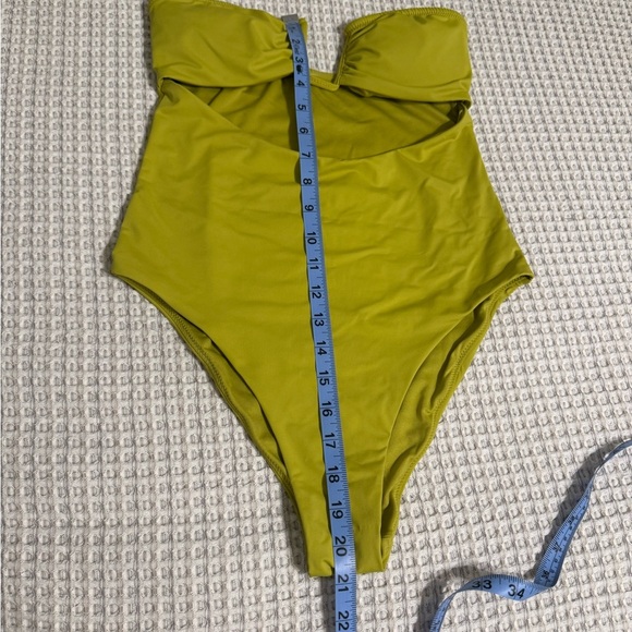 Zara Stylish Olive Green One-Piece Swimsuit Size L - Picture 11 of 13
